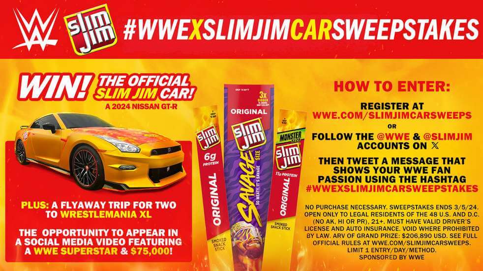 WWE Slim Jim Car Sweepstakes 2024